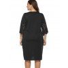Plus Size Laser Cut Straight Dress - BLACK 3XL