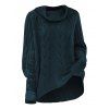 Turtleneck Pointelle Cable Knit Raglan Sleeve Sweater - DEEP BLUE L
