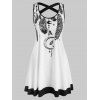 Mini Robe Croisée Plume Imprimée - Blanc M