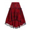 Jupe d'Halloween Haute Basse Toile d'Araignée en Dentelle à Lacets - Rouge Sang M