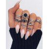 10 Pièces Ensemble de Bagues Motif Cœur Éléphant Fleur Gravée - Argent 