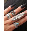 Ensemble de Bague Ethnique Plume Gravée 4 Pièces - Argent 