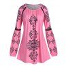 Chemisier à Manches Lanternes Ourlet en Dentelle Grande-Taille - Rose clair L