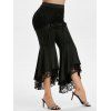Pantalon Evasé en Dentelle Insérée à Coupe Haute de Grande Taille - Noir 5X