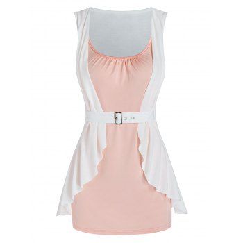 Image of Buckle Two Tone Ruffled Tank Top