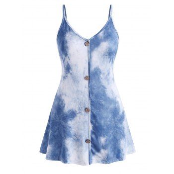 

Plus Size Tie Dye Buttoned Cami Top, Light blue