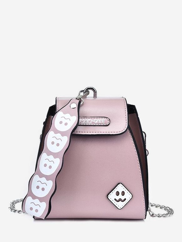 Mini Sac Fourre-tout Motif de Fantôme Mignon en Cuir - Rose clair 
