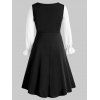 Plus Size Bowknot Colorblock Midi Dress - BLACK L