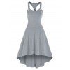 Robe Haute Basse Simple à Bretelle à Œillet - Gris Clair M