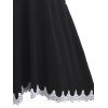 Contrast Lace Panel High Waist Sleeveless High Low Dress - BLACK 2XL