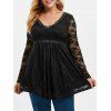 Chemisier en Dentelle de Grande Taille à Taille Empire - Noir L