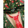 Sweat à Capuche Pull-over 3D Noël en Tissu Imprimé à Goutte Epaule - Vert Fougère L