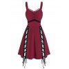 Robe Gothique Panneau en Dentelle sans Manches à Lacets - Rouge Vineux XL
