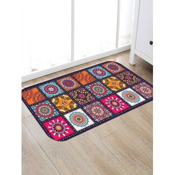 

Bohemian Patchwork Floral Printing Floor Mat, Multicolor a