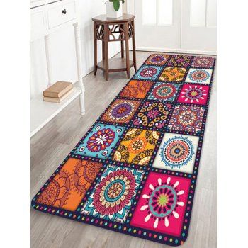 

Bohemian Patchwork Floral Printing Floor Mat, Multicolor a
