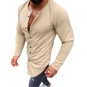 

Plain Button Up Casual T Shirt, Light yellow