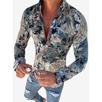

Snake Print Button Down Casual Shirt, Multicolor