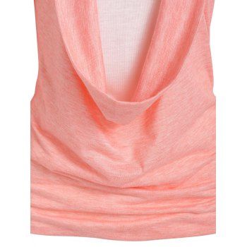 Heathered Draped Ruched 2 In 1 Long Sleeve Casual T-shirt