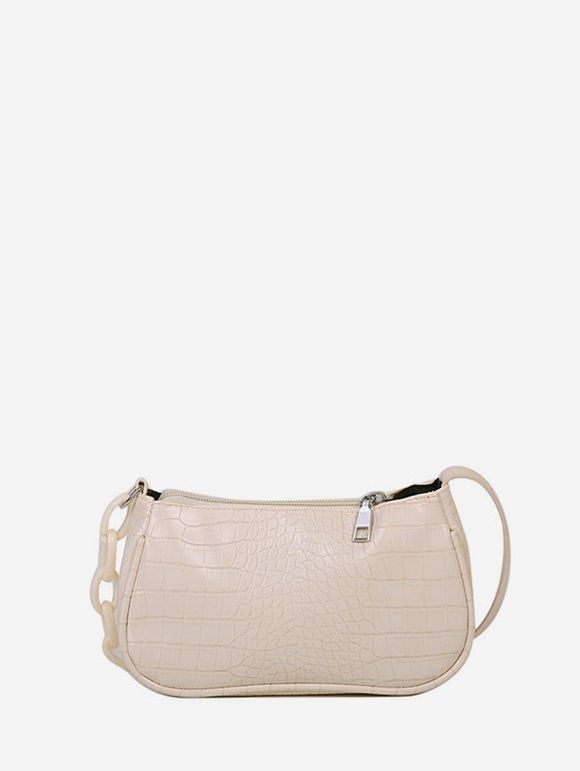 Sac à Bandoulière Tressé en Cuir Gaufré Animal Domestique - Blanc 