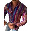 Chemise Décontractée Boutonnée Motif de Peinture à Brosse - Rouge Vineux L
