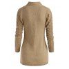 Cable Knit Mock Button Dip Hem Sweater - LIGHT COFFEE S
