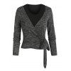 T-shirt Court Enveloppé Chiné Noué et de Haut Court - Gris Carbone 3XL