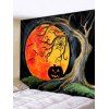 Tapisserie Décoration d'Halloween Citrouille Lune Imprimées - multicolor W91 X L71 INCH