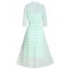 Plaid Print Toggle Drawstring Dress and Slip Dress - ALGAE GREEN M