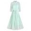 Robe à Carreaux Imprimée à Cordon et Robe à Bretelle - Vert Algues 2XL
