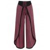 Pantalon Superposé Contrasté à Jambe Large à Lacets en Avant - Brique Réfractaire 3XL