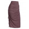 Ruched Slit Side Drawstring Skirt - DEEP RED 3XL