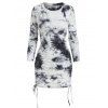 Robe Fourreau Côtelée Teintée Imprimée avec Lacets - multicolor A M