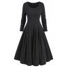 Robe Plissée Chinée à Manches Longues - Gris Foncé M