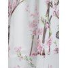 Floral Print Plunge Neck Flare Dress - WHITE L