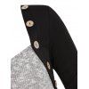 Mock Button Sweetheart Neck Patch Knitwear - BLACK 3XL