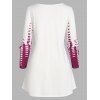 T-shirt Géométrique Imprimé Dégradé avec Bouton de Grande Taille - Rose clair 1X