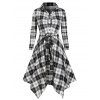 Robe Chemise Mouchoir Nouée à Carreaux Imprimée - multicolor A 3XL
