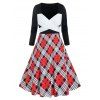 Robe Rétro à Imprimé Losange en Blocs de Couleurs de Grande Taille - multicolor A 1X