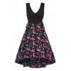 Robe à Imprimé Fleur Crâne à Taille Haute sans Manches - multicolor A 2XL