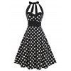 Robe Trapèze à Col Halter à Pois - Noir XL