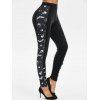 Legging Moulant à Imprimé Crâne Chauve-souris à Taille Haute - Noir L