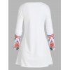 Colorful Feather Print Ralgan Sleeve Casual T Shirt - MILK WHITE M