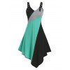 Robe Mi-Longue Asymétrique en Blocs de Couleurs à Bretelle - multicolor A M