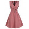 Robe Ceinturée Demi-Zip sans Manches - Corail Léger L