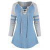 T-shirt Contrasté à Manches Raglan à Lacets - multicolor B XL