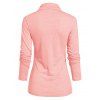 Heathered Draped Ruched 2 In 1 Long Sleeve Casual T-shirt - PINK S