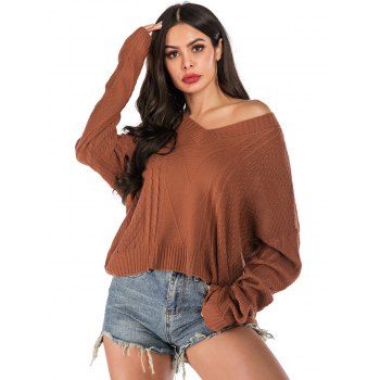 

Drop Shoulder Cable Knit Oversized Sweater, Mahogany