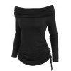 T-shirt Plié à Epaule Dénudée à Lacets - Noir M