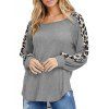 Leopard Animal Print Raglan Sleeve Sweater - GRAY S