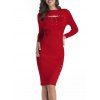 Robe Moulante Découpée Côtelée avec Rivet - Rouge Vineux L